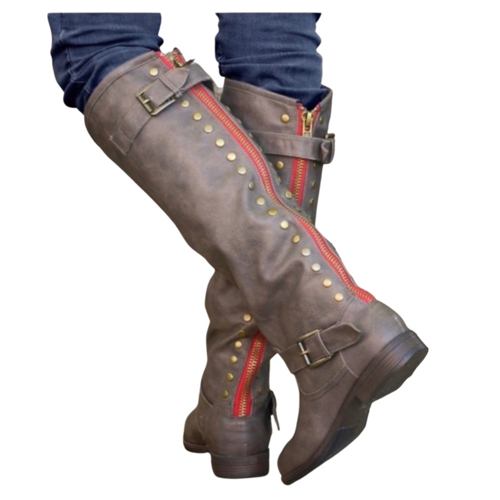 Candies Tan Knee High Zipper Boots